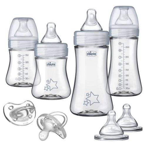 Chicco Duo Newborn Hybrid Baby Bottle Starter Gift Set with Invinci-Glass Inside/Plastic Outside - Neutral - 8pc