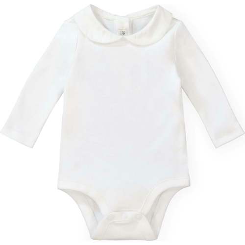 Organic Knit Peter Pan Collar Bodysuit, White