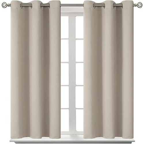 BGment Room Darkening Curtains 45 Inches Long - Grommet Thermal Insulated Drapes Window Treatment Curtains for Bedroom, 2 Panels, 38 x 45 Inch, Camel