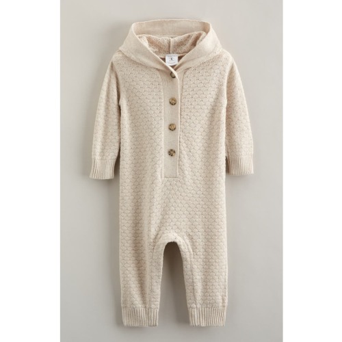 Hooded Pointelle Sweater Romper