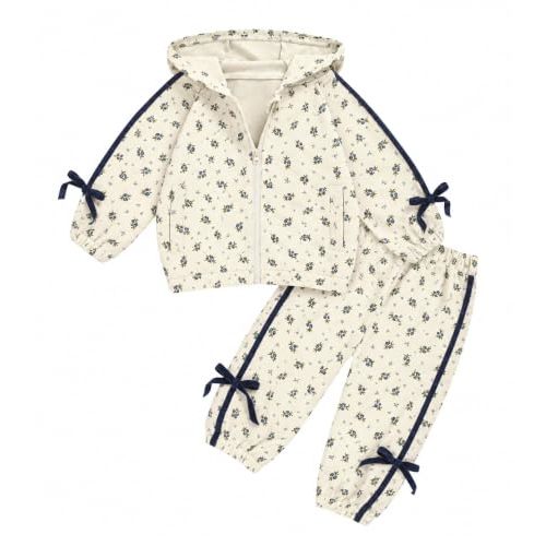 Baby Girl Floral Clothes Long Sleeve Infant Zipper Hooded Sweatshirt and Pants Set | Spring Fall Casual Outfits