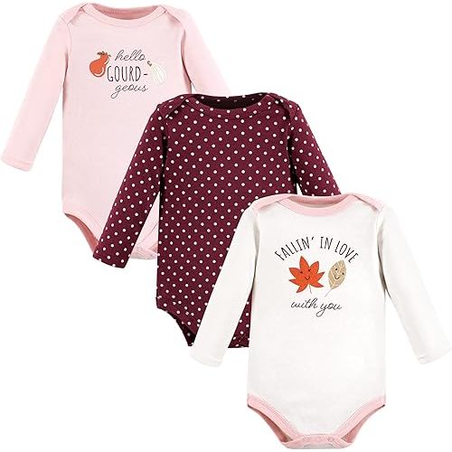 Hudson Baby baby-girls Cotton Long-sleeve Bodysuits 3-pack