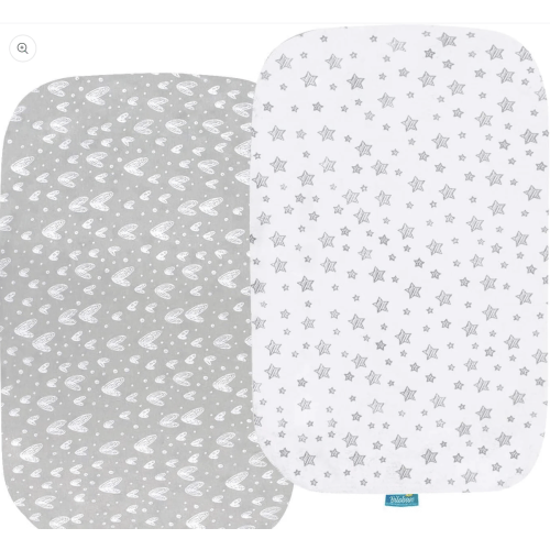 Bassinet Sheets - Fit BabyBond Baby Bassinet Bedside Crib, 2 Pack, 100% Jersey Cotton
