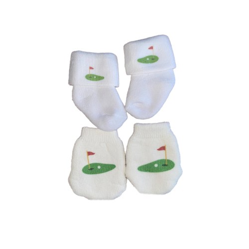 MITTENS & Sock Option Newborn no scratch Mittens for Baby of Golf fan. Perfect Shower/Newborn Gift Every Baby Needs. Cute Baby Gift!
