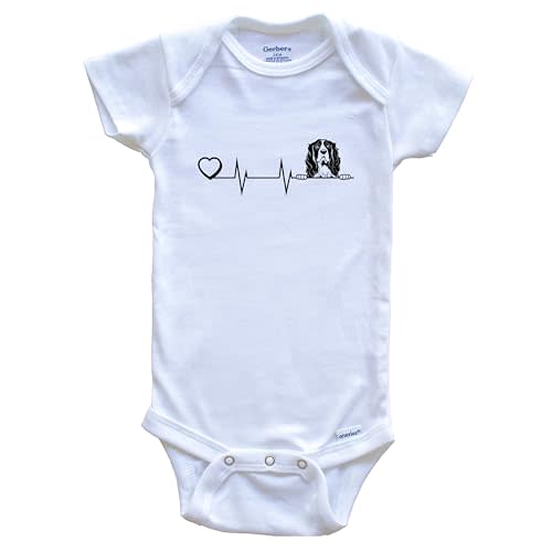 Heart Heartbeat Line Chart Springer Spaniel Dog Breed Baby Bodysuit