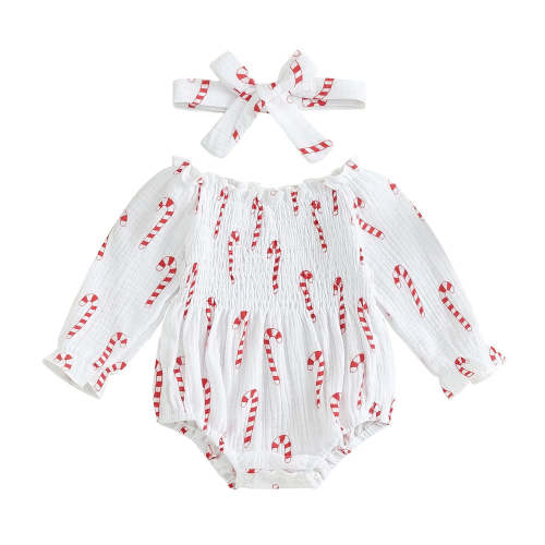 Christmas Print Bubble Onesie and Bow