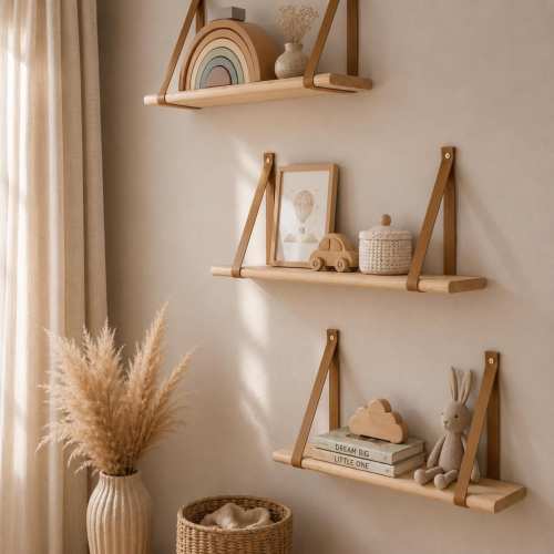 Nursery Shelves, Floating solid pine wood nursery decor