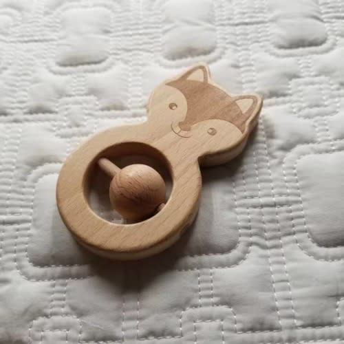 Fox Wooden Rattle Teething Toy