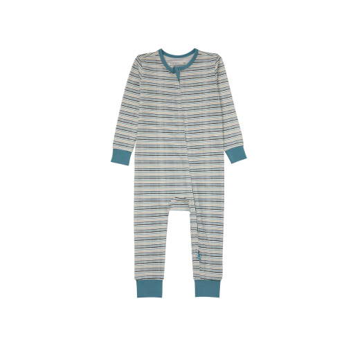 Hanes Pure Comfort Baby Long Sleeve Footless Sleep N' Play, Organic Cotton, Boys & Girls Blue/Beige Stripes 6MTH