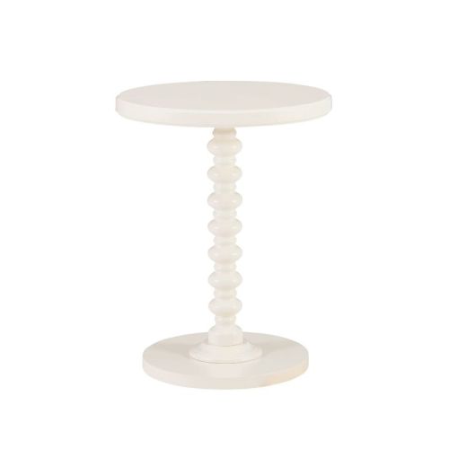 17" Teyla Traditional Round Wood Accent Spindle Table Off White - Powell: Sturdy Pedestal Base, MDF