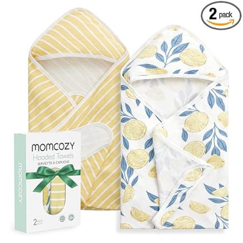 Momcozy Baby Towel with Hooded - Ultra Soft & Absorbent Large Bath Towel Set for Comfort & Gentle on Baby's Skin - Med Thick& Durable -Shower Gift & Bath Essential for Newborn, Infant, Toddler