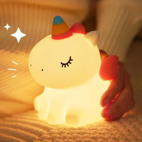 LED Cute Night Light for Kids, Silicone Rechargeable Night Light - 3 Level Dimmable Bedside Touch Lamp, Bedside Lamp for Baby and Toddler, for Gift Boys Girls and Children