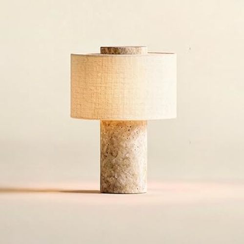 BSOD Travertine Lamp, Rechargeable 10 Inch Stone Table Lamp Marble Wabi Sabi Light Fixture Cordless Touch Dimmable LED Decor for Console, Side, Entryway, Foyer, Counter(Rechargeable Travertine Lamp)