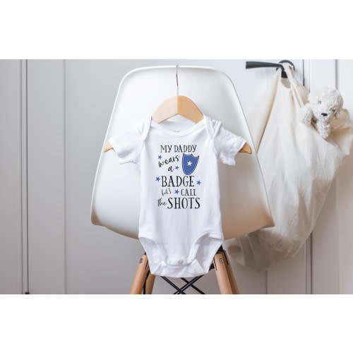 Police Dad Baby Onesie®: "My Daddy Wears a Badge" Gerber Onesie®