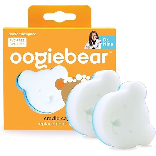 oogiebear Cradle Cap Sponge Replacement Set - Gentle & Effective Baby Scalp Care, Soft Sponge Refills for Cradle Cap Brush, 0+ Months, 2-Pack