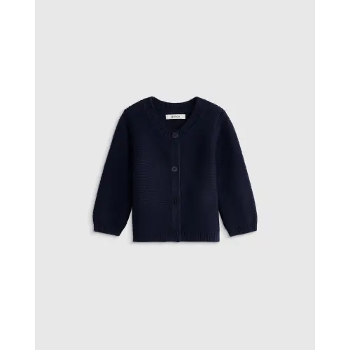 100% Organic Cotton Sweater Cardigan in Navy