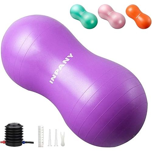 INPANY Peanut Ball - Anti Burst Exercise Ball for Labor Birthing, Physical Therapy for Kids, Core Strength, Flexible Seating, Home & Gym Fintness, Sensory Chair Wiggle Seat for Boys and Girls