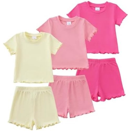 Toddler Baby Girl Boy Summer Clothes Outfits Casual Summer Short Sleeves Tops + Shorts Cute Outfits Set 3M-3T