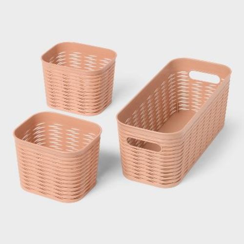 3pk Wave Assorted Decorative Basket Terracotta 5L Narrow 2c - Brightroom™