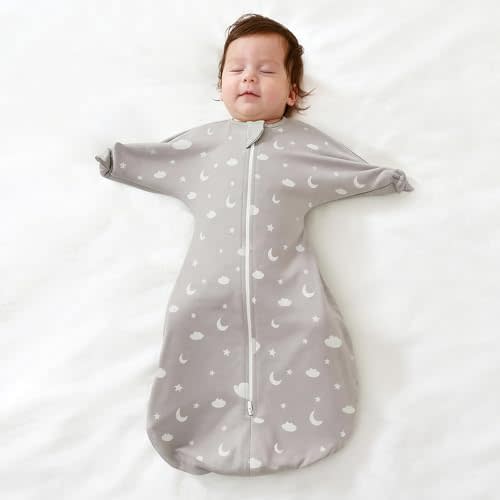 Baby Transitional Swaddles for Newborns: 0.5 Tog Arms Up Sleep Sack 3-6-12 Months Soft Cotton Shark Fin 2 Way Zipper