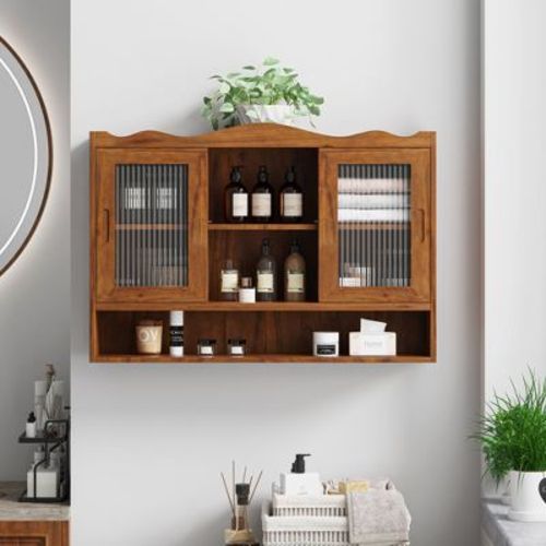 Retro Wall Mounted Cabinet Medicine Cabinet Bathroom Storage Cabinet, Brown - ModernLuxe