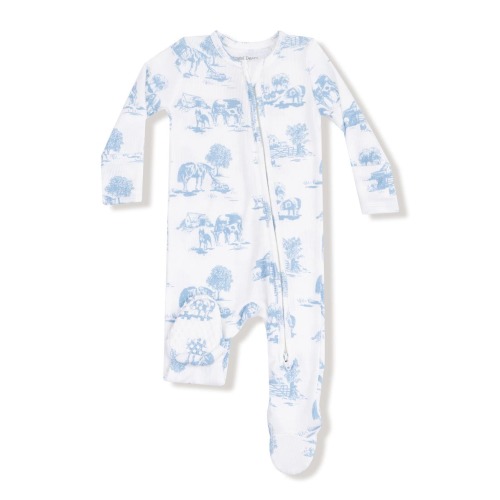 Farm Toile Print Footie, 6-9M