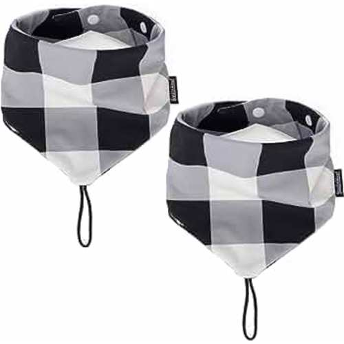 BooginHead Baby Bandana Pacifier Holder Cotton Bibs 2-Pack, Buffalo Check