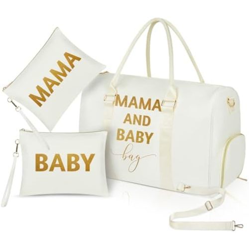 MAMA Hospital Bag for Women Labor and Delivery 45L Large Waterproof Travel Bag Overnight Bag with Shoe Compartment