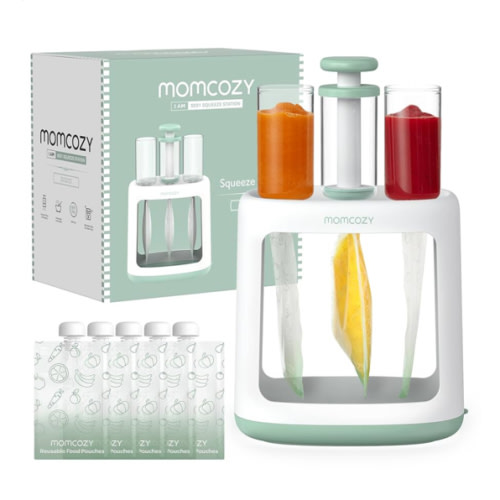 Momcozy Squeeze Station,Baby Food Maker&Pouch Filler for Homemade Baby Puree, BPA-Free, Dishwasher Safe, with Reusable Baby Food Pouches for Babies & Toddlers