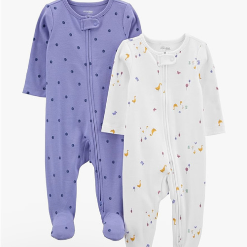 Simple Joys by Carter's Baby Girls' Cotton Footed Sleep and Play, Pack of 2