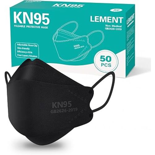 LEMENT KN95 Face Masks,50 Pack Breathable Cup Dust Disposable Masks For Adult,Teenager