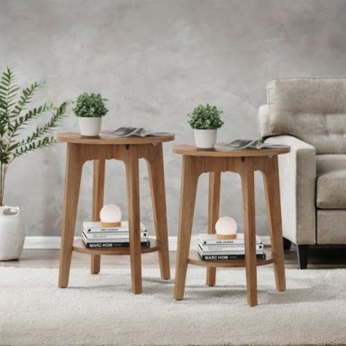 Round End Tables | set of 2 | Walnut