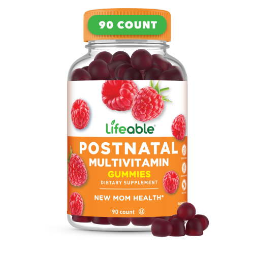 Postnatal Multivitamin with Iron, Choline and Folic Acid | Great Tasting Postnatal Vitamins For Women Breastfeeding | Vegetarian non-GMO Lactation Supplement | 90 Gummies | Lifeable