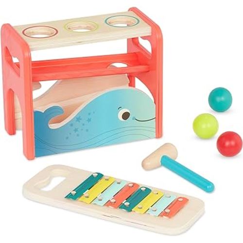 B. toys- Xylo-Pound Whale- Musical Instrument – Wooden Hammer & Balls – Developmental Toy for Toddlers – 1 Year +