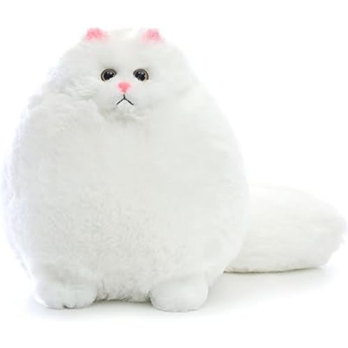 Winsterch Stuffed Animal Plushie Cat Stuffed Animal,Cute Soft Plush Cat Animals,White Stuffed Cat, Birthday for Kids,Boys,Girls,Fat Cat Stuffed Toy (White, 10 Inches)