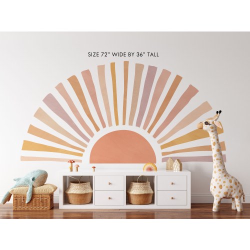 Boho Sun Wall Decal: Sunset Blush, Peel and Stick