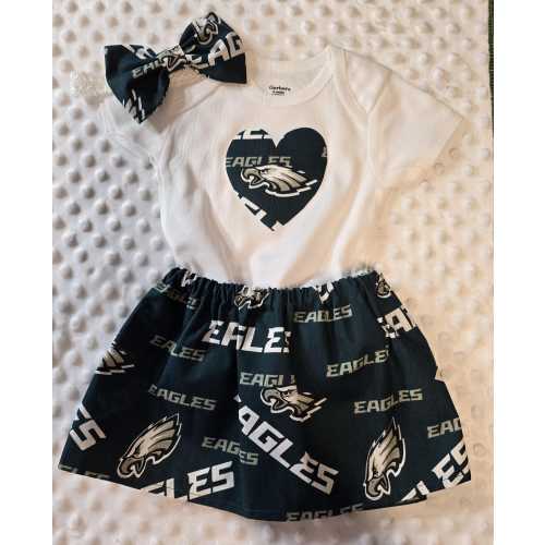 Eagles Baby Girl Clothing Set. Can get with Skirt, Bodysuit and Bow. Sold separately or in a set. - Size: Newborn US kids' numeric