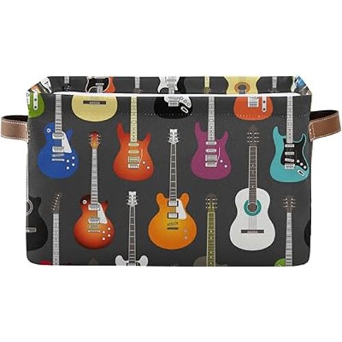 Modern Guitar Storage Basket Music Storage Box Bin Large Laundry Organizer Basket for Bathroom Nursery Kitchen Clothes Toys Newspaper 1PC