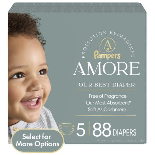 Pampers Amore Baby Diapers Size 5, 88 Count (Select for More Options)