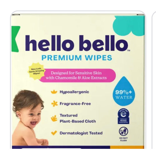 Hello Bello Premium Fragrance-Free Baby Wipes, 10 Flip-Top Pouches (600 Total Wipes)