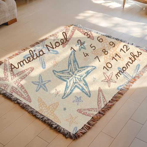 Custom Milestone Blanket Girls Boys Beach Personalized Baby Name Blanket Customized Baby Blanket Baby Growth Chart Photo Prop Newborn Gift
