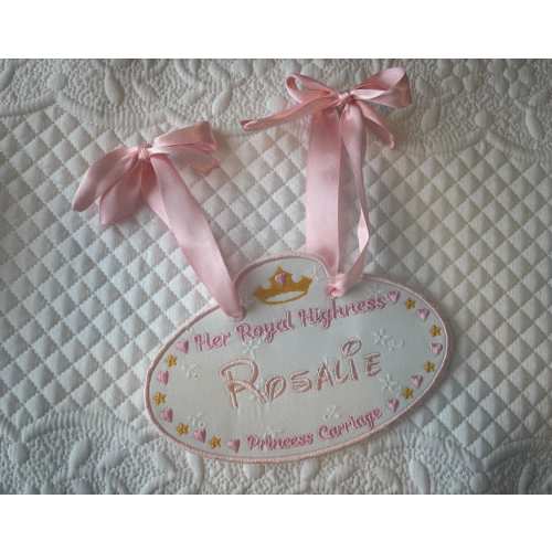 Custom Embroidered Stroller Tag, Theme Park Stroller Tag, Princess Stroller Tag, Custom Monogrammed Stroller Tag