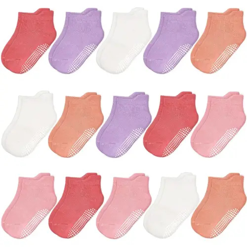 HYCLES 15 Pairs Toddler Socks, Grip Non Slip for 6-12 Months to 7 Years