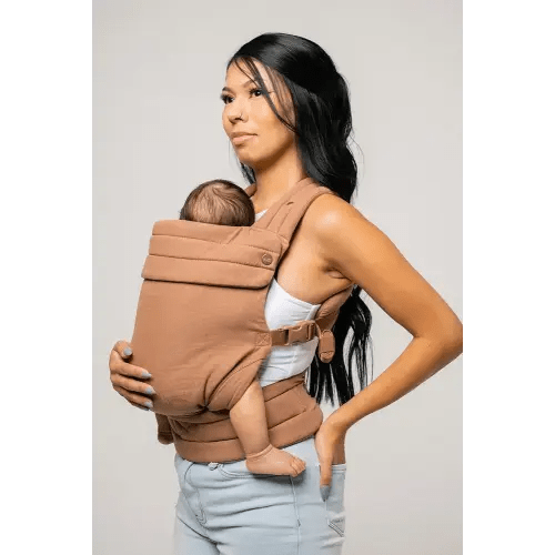 Mabē Monarch Ergonomic Baby Carrier – Premium Cotton Soft Structured Newborn to Toddler Carrier with Hip-Healthy Design, 3 Carry Positions (7-35lbs), Lightweight & Breathable, (Mocha)