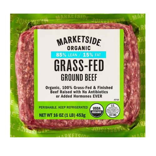 Marketside Organic Grass-Fed Ground Beef 85% Lean 15% Fat 1 lb
