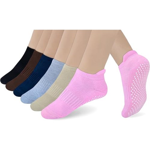 RATIVE Anti Slip Non Skid Barre Yoga Hospital Pilates Socks with Grips for Women Men