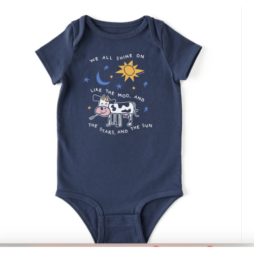 Infant We All Shine On Cow Short Sleeve Crusher Baby Bodysuit | Shop Life is Good