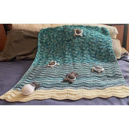 Crocheted Sea Turtle Blanket – Handmade Ocean Nursery Decor