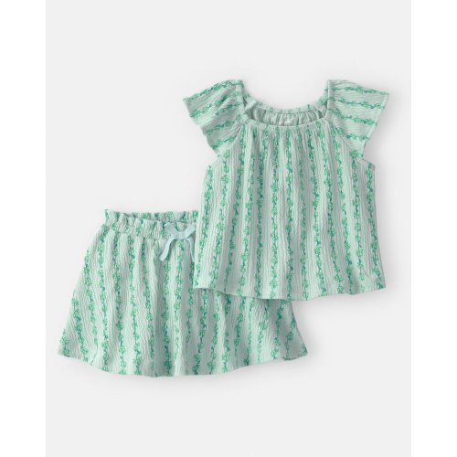 Baby Girl 2-Piece Vine Short-Sleeve Top & Skirt Set - Green | Carter's