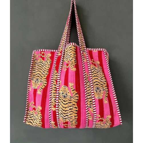 Sac cabas en coton imprimé tigre, éco-responsable, durable, pour courses, sac matelassé